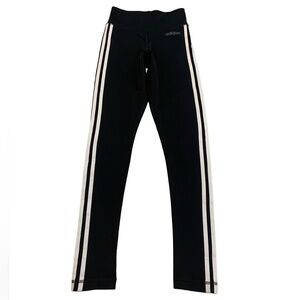 Adidas Black & White 3-Stripe Cropped Leggings - XS Climalite